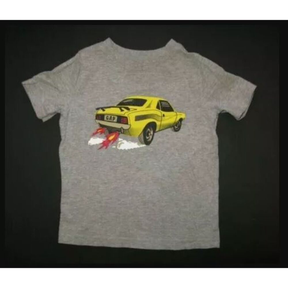 Baby Gap Kids boys T-Shirt 2 2T Yellow gray muscle car Graphic top Short Sleeve